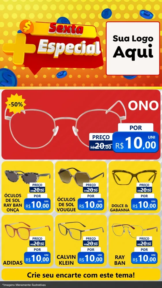 Modelo de Rede Social para Stories com o tema Sexta Mais Especial para Óticas