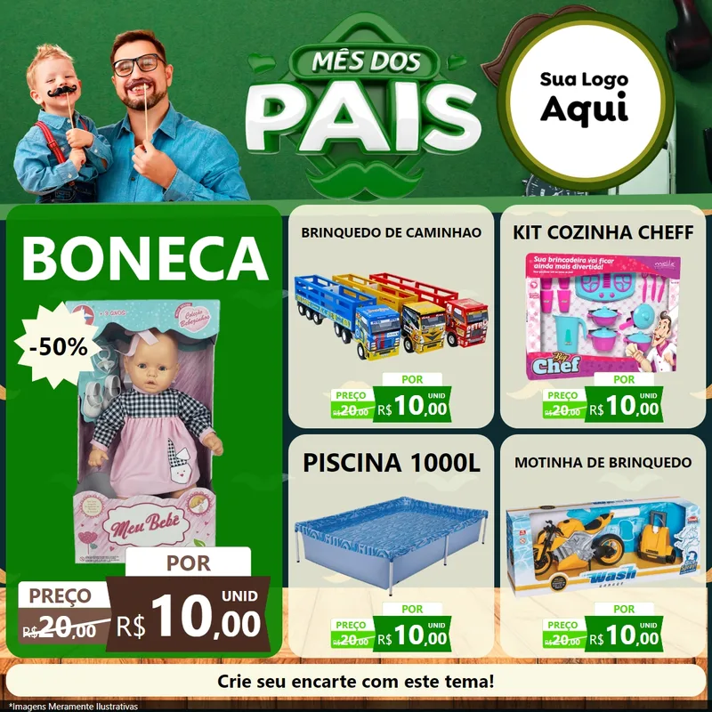 Modelo de Rede Social para Feed Facebook com o tema Mês dos Pais para Brinquedos