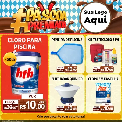 Modelo de Rede Social para Feed Facebook com o tema Páscoa Premiada para Produtos para Piscina