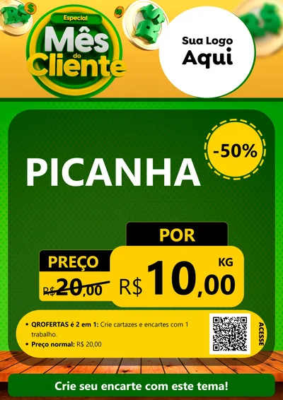 Modelo de Cartaz para Cartaz A4 Vertical com o tema Especial Mês do Cliente para Açougue