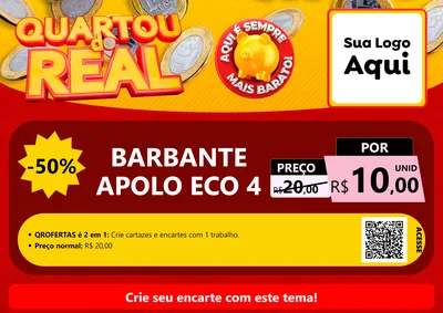 Modelo de Cartaz para Cartaz A4 Horizontal com o tema Quartou do Real para Armarinho e Aviamentos