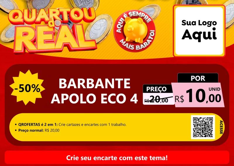 Modelo de Cartaz para Cartaz A4 Horizontal com o tema Quartou do Real para Armarinho e Aviamentos