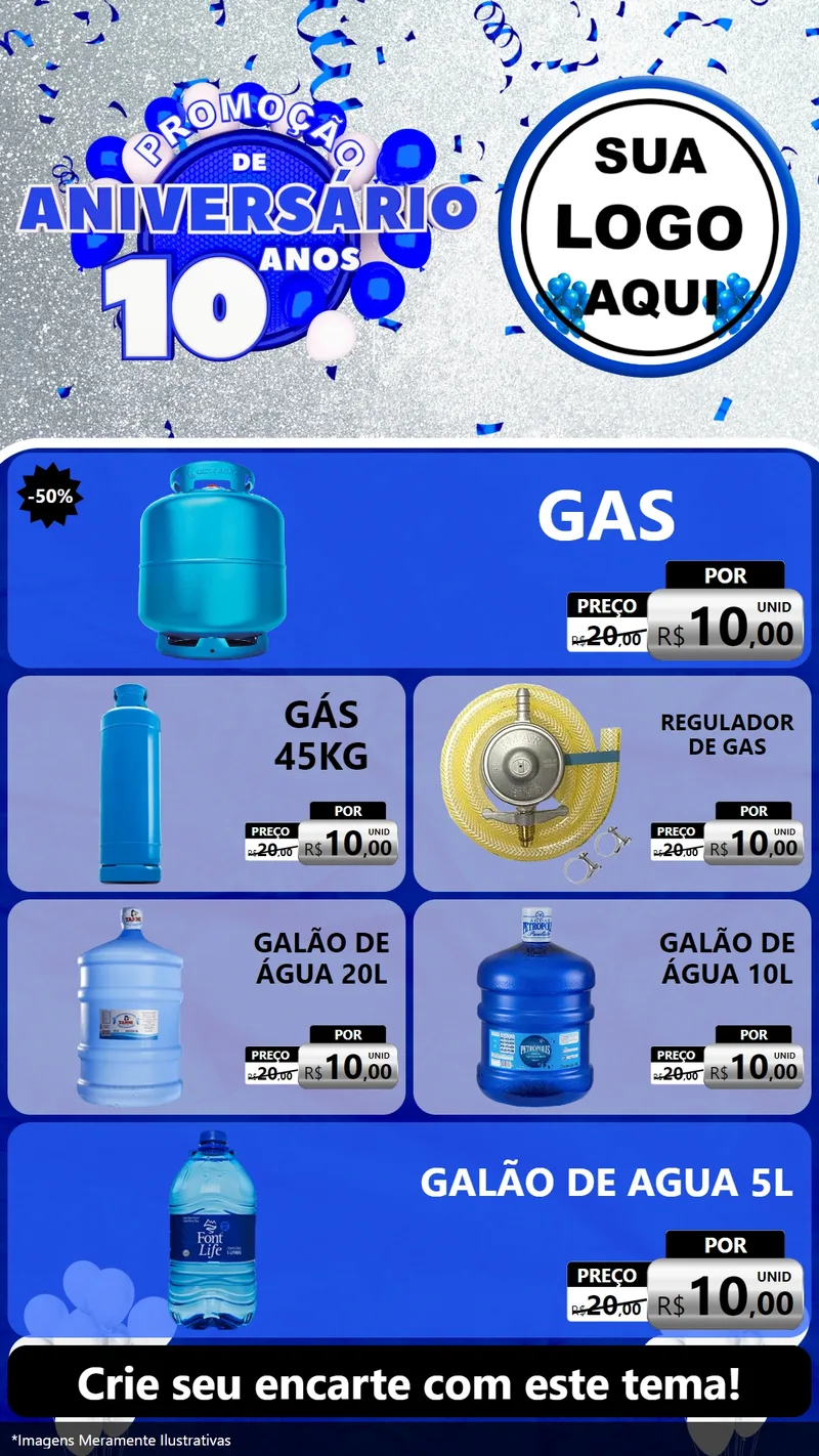 Modelo de TV para TV Vertical com o tema Promoção de Aniversário - 10 Anos para Água e gás