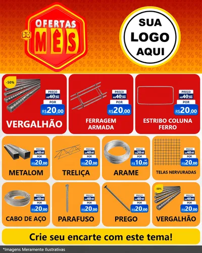 Modelo de Rede Social para Feed Instagram com o tema Ofertas do Mês para Ferragens