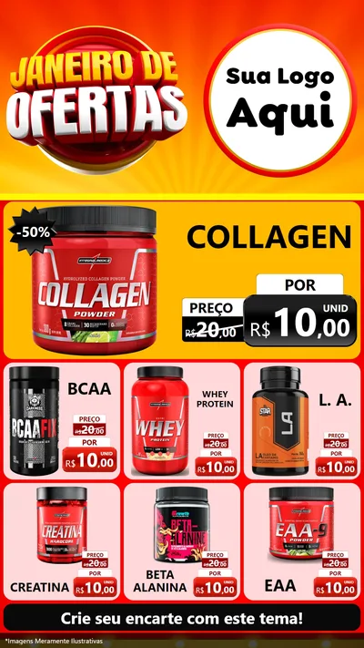 Modelo de Rede Social para Stories com o tema Janeiro de Ofertas para Suplementos alimentares
