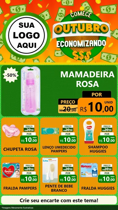 Modelo de Rede Social para Stories com o tema Comece Outubro Economizando para Bebês