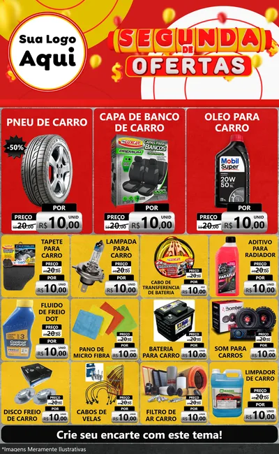 Modelo de Encarte para Encarte Grande com o tema Segunda de Ofertas para Auto peças
