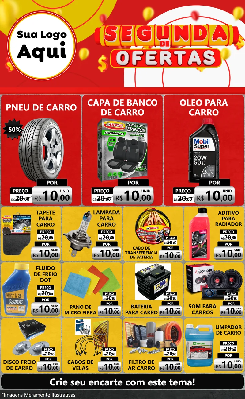 Modelo de Encarte para Encarte Grande com o tema Segunda de Ofertas para Auto peças