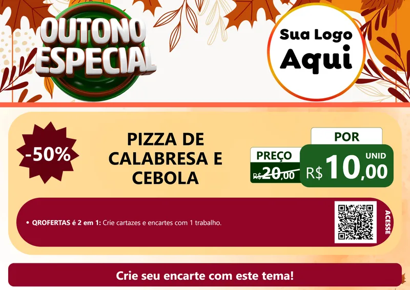 Modelo de Cartaz para Cartaz A4 Horizontal com o tema Outono Especial para Pizzaria