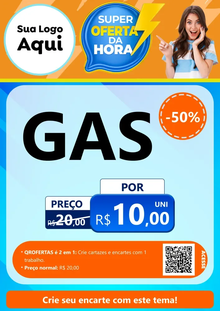 Modelo de Cartaz para Cartaz A4 Vertical com o tema Super Oferta da Hora para Água e gás