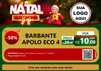 Modelo de Cartaz para Cartaz A4 Horizontal com o tema Natal da Economia para Armarinho e Aviamentos