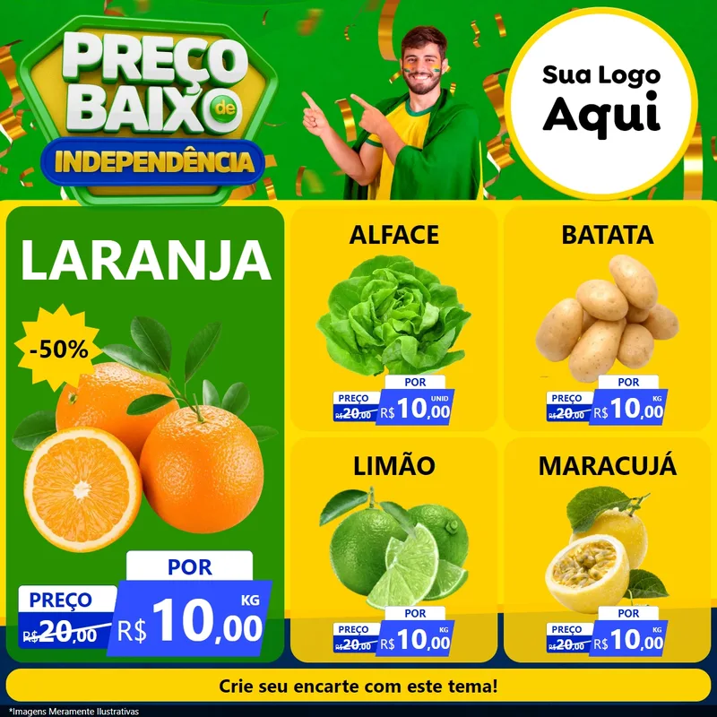 Modelo de Rede Social para Feed Facebook com o tema Preço Baixo de Independência para Hortifrúti