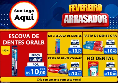 Modelo de Encarte para Encarte A4 Horizontal com o tema Fevereiro Arrasador para Higiene Pessoal