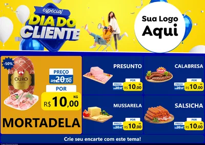 Modelo de Encarte para Encarte A4 Horizontal com o tema Especial Dia do Cliente para Frios e Laticínios