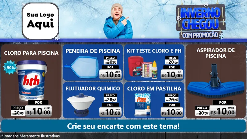 Modelo de TV para TV Horizontal com o tema Inverno Chegou Com Promoção para Produtos para Piscina