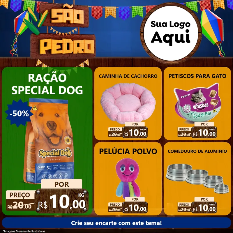 Modelo de Rede Social para Feed Facebook com o tema São Pedro para Pet Shop