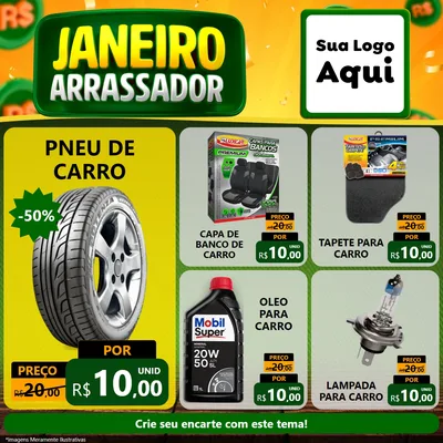 Modelo de Rede Social para Feed Facebook com o tema Janeiro Arrasador para Auto peças
