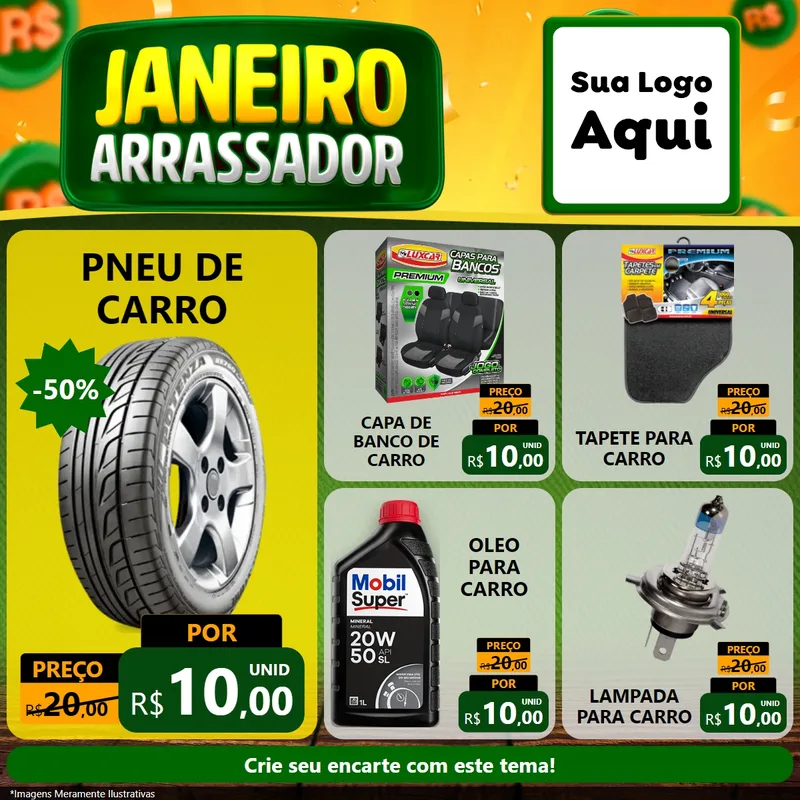 Modelo de Rede Social para Feed Facebook com o tema Janeiro Arrasador para Auto peças