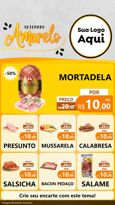 Modelo de Rede Social para Stories com o tema Setembro Amarelo para Frios e Laticínios