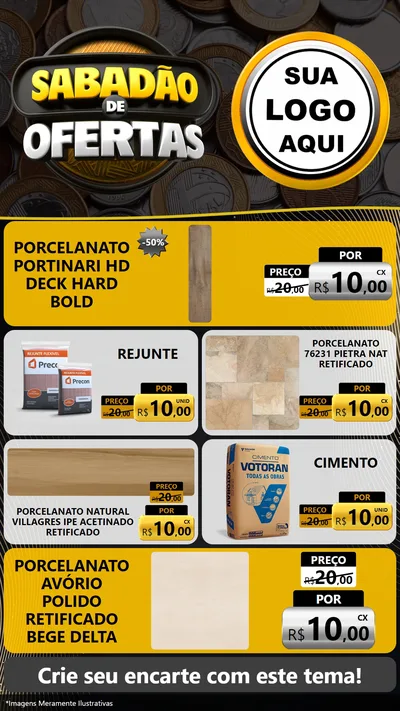Modelo de TV para TV Vertical com o tema Sabadão de Ofertas para Pisos e revestimentos