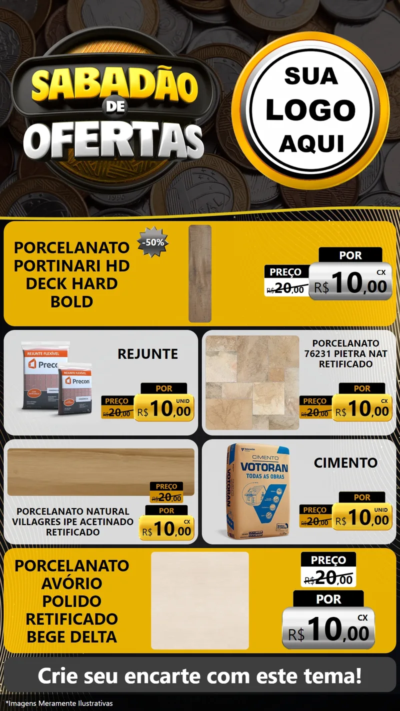Modelo de TV para TV Vertical com o tema Sabadão de Ofertas para Pisos e revestimentos