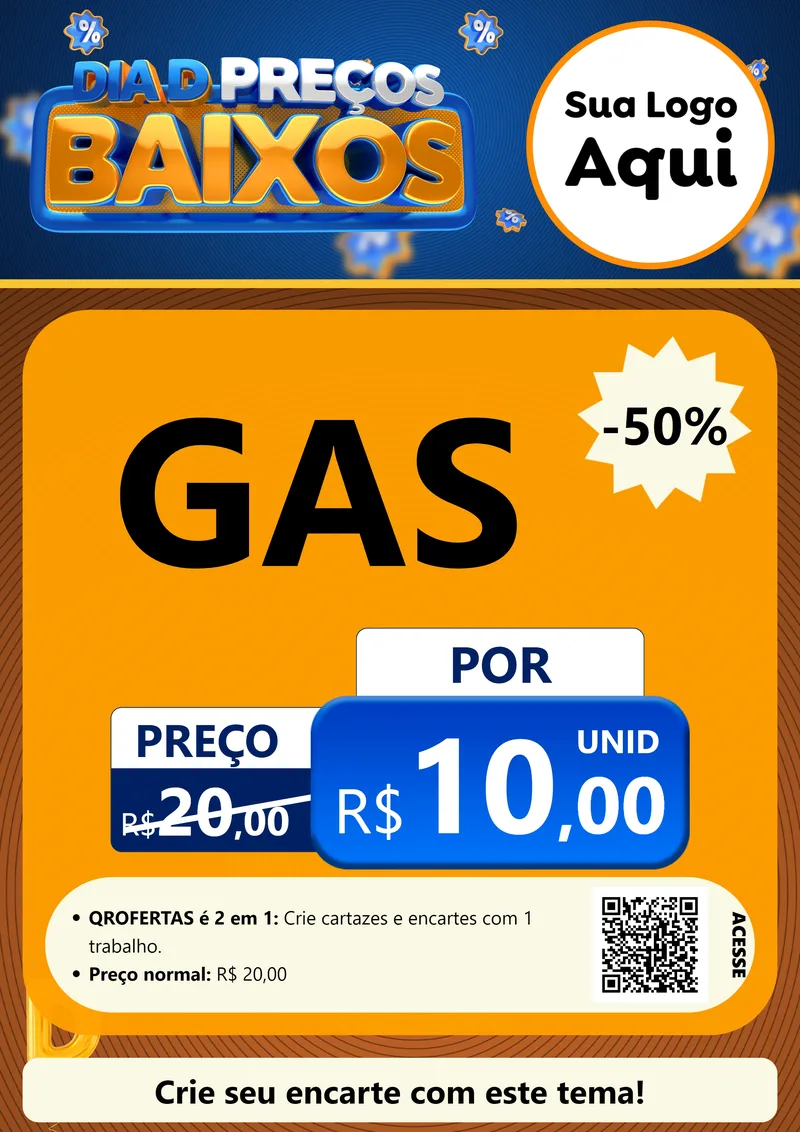 Modelo de Cartaz para Cartaz A4 Vertical com o tema Dia D Preço Baixo para Água e gás