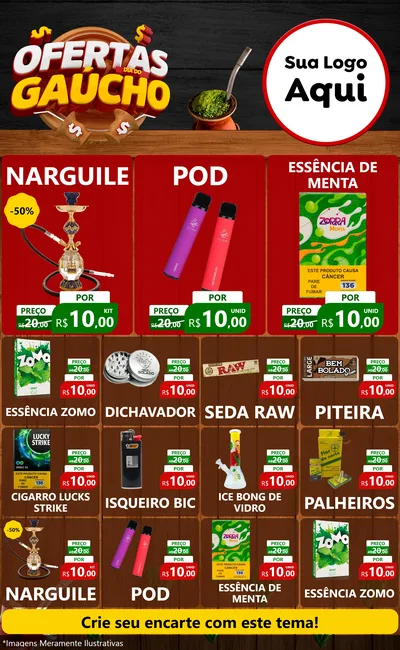 Modelo de Encarte para Encarte Grande com o tema Ofertas Dia do Gaúcho para Tabacaria