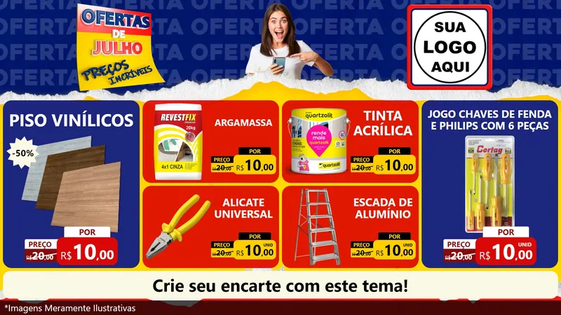 Modelo de TV para TV Horizontal com o tema Ofertas de Julho - Preços Incríveis para Material para Construção