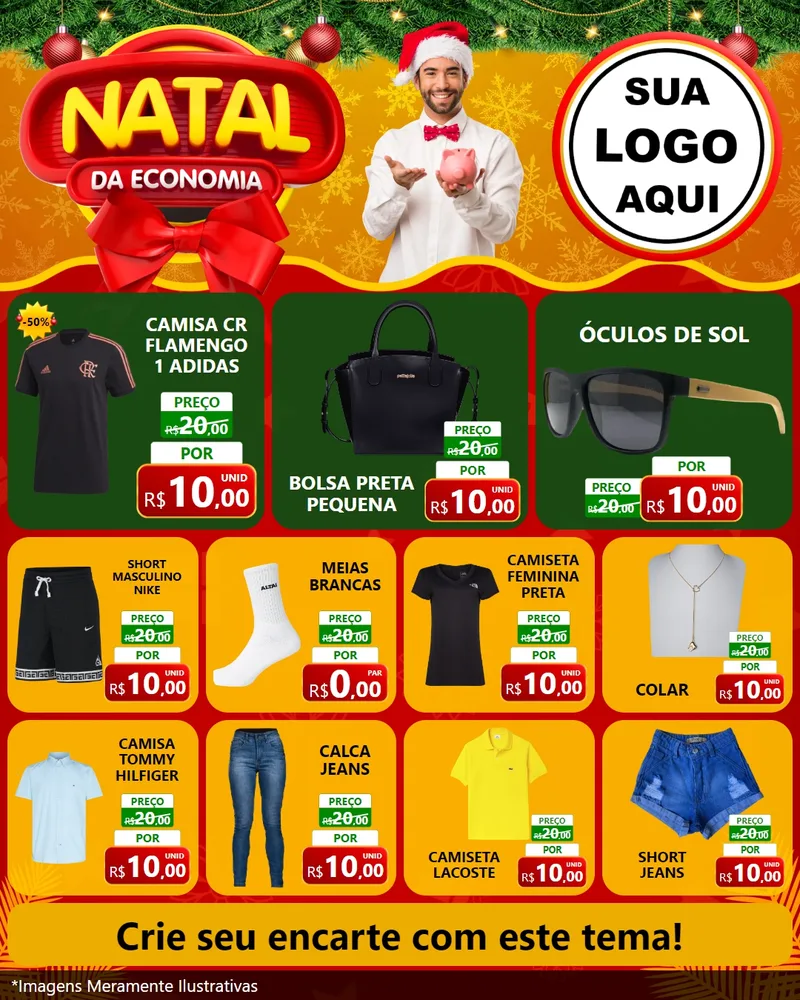 Modelo de Rede Social para Feed Instagram com o tema Natal da Economia para Roupas e acessórios