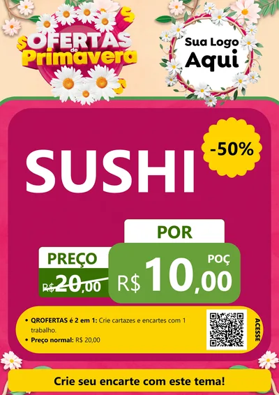 Modelo de Cartaz para Cartaz A4 Vertical com o tema Ofertas de Primavera para Comida japonesa