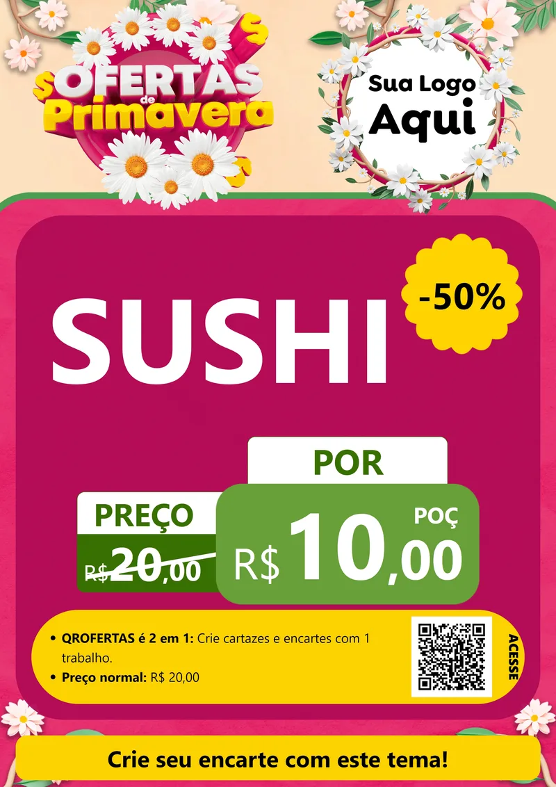 Modelo de Cartaz para Cartaz A4 Vertical com o tema Ofertas de Primavera para Comida japonesa