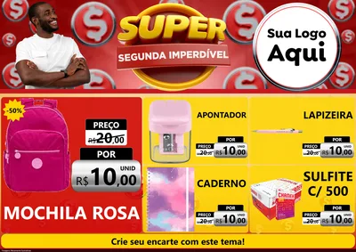 Modelo de Encarte para Encarte A4 Horizontal com o tema Super Segunda Imperdível para Papelaria