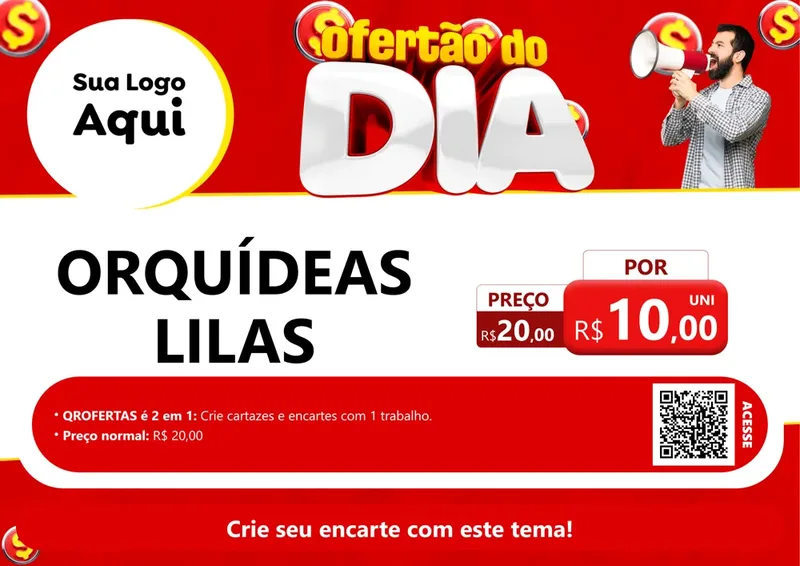 Modelo de Cartaz para Cartaz A4 Horizontal com o tema Ofertão do dia para Floricultura e jardim