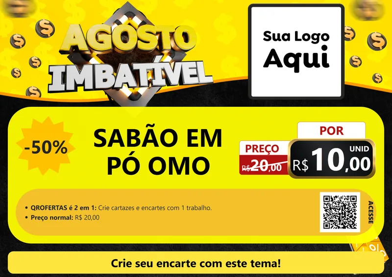 Modelo de Cartaz para Cartaz A4 Horizontal com o tema Agosto Imbatível para Produtos de Limpeza