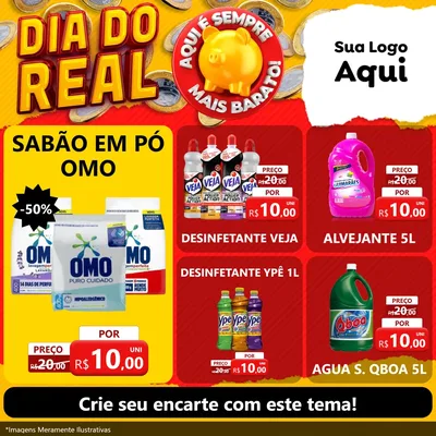 Modelo de Rede Social para Feed Facebook com o tema Dia Do Real para Produtos de Limpeza