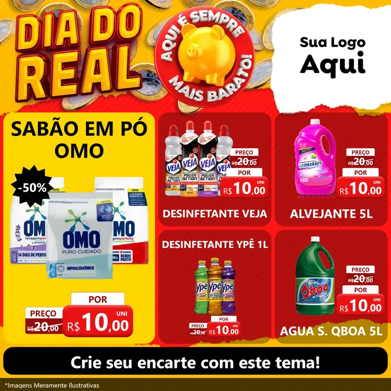 Modelo de Rede Social para Feed Facebook com o tema Dia Do Real para Produtos de Limpeza