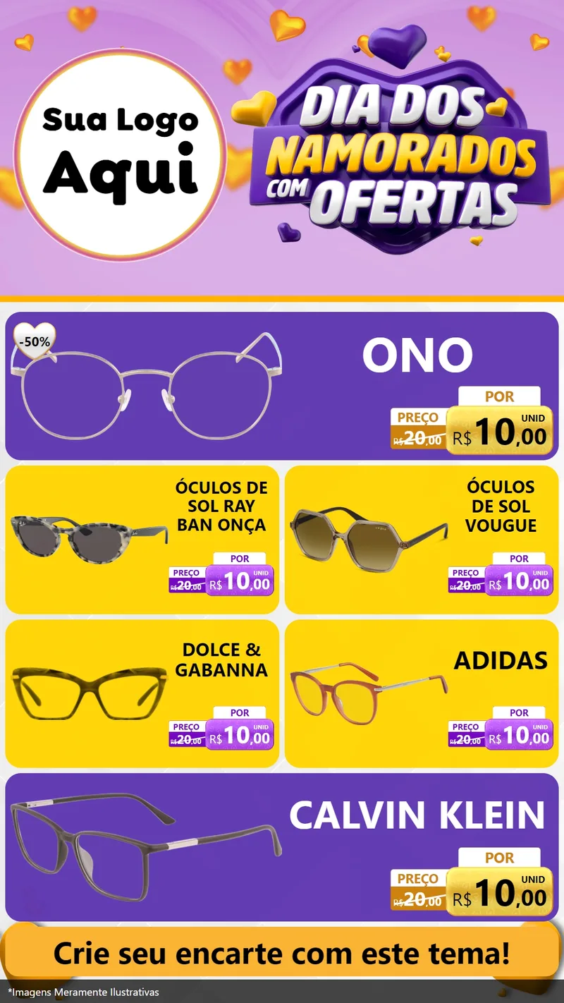 Modelo de TV para TV Vertical com o tema Dia Dos Namorados Com Ofertas para Óticas