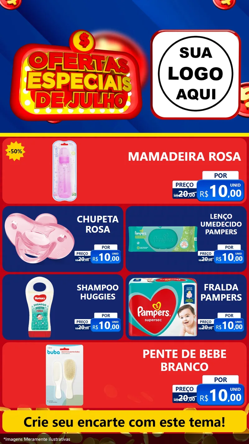 Modelo de TV para TV Vertical com o tema Ofertas Especiais de Julho para Bebês
