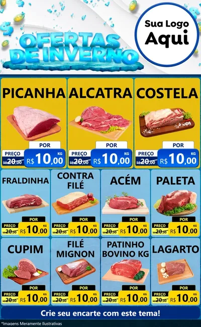 Modelo de Encarte para Encarte Grande com o tema Ofertas de Inverno para Açougue
