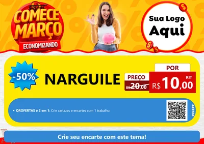Modelo de Cartaz para Cartaz A4 Horizontal com o tema Comece Março Economizando para Tabacaria