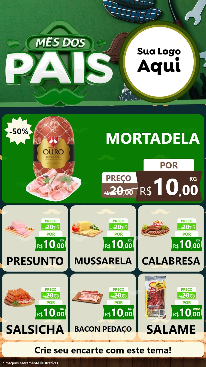Modelo de Rede Social para Stories com o tema Mês dos Pais para Frios e Laticínios
