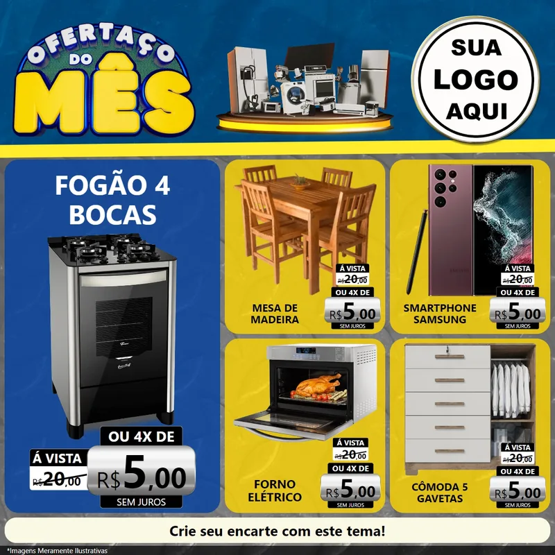 Modelo de Rede Social para Feed Facebook com o tema Ofertaço do Mês - Móveis e Eletro para Móveis e Eletro
