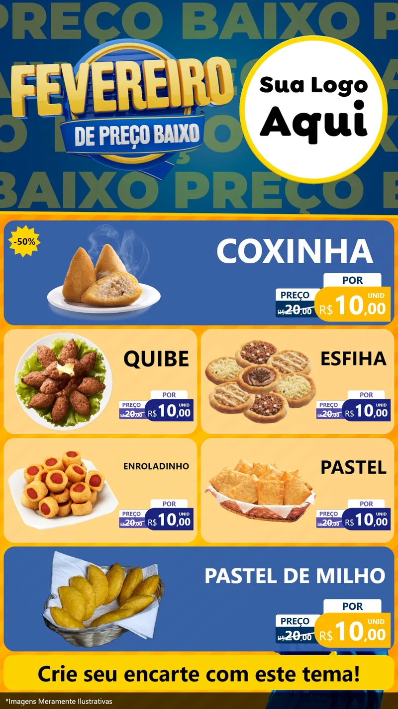 Modelo de TV para TV Vertical com o tema Fevereiro de Preço Baixo para Salgadaria