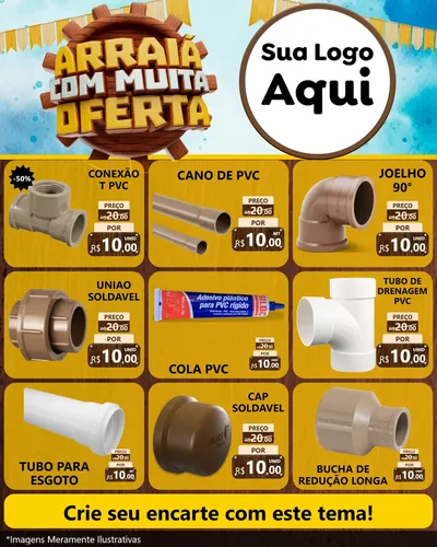 Modelo de Rede Social para Feed Instagram com o tema Ofertas de São João - Junina para Tubos e conexões