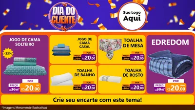 Modelo de TV para TV Horizontal com o tema Dia do Cliente para Cama, Mesa e Banho