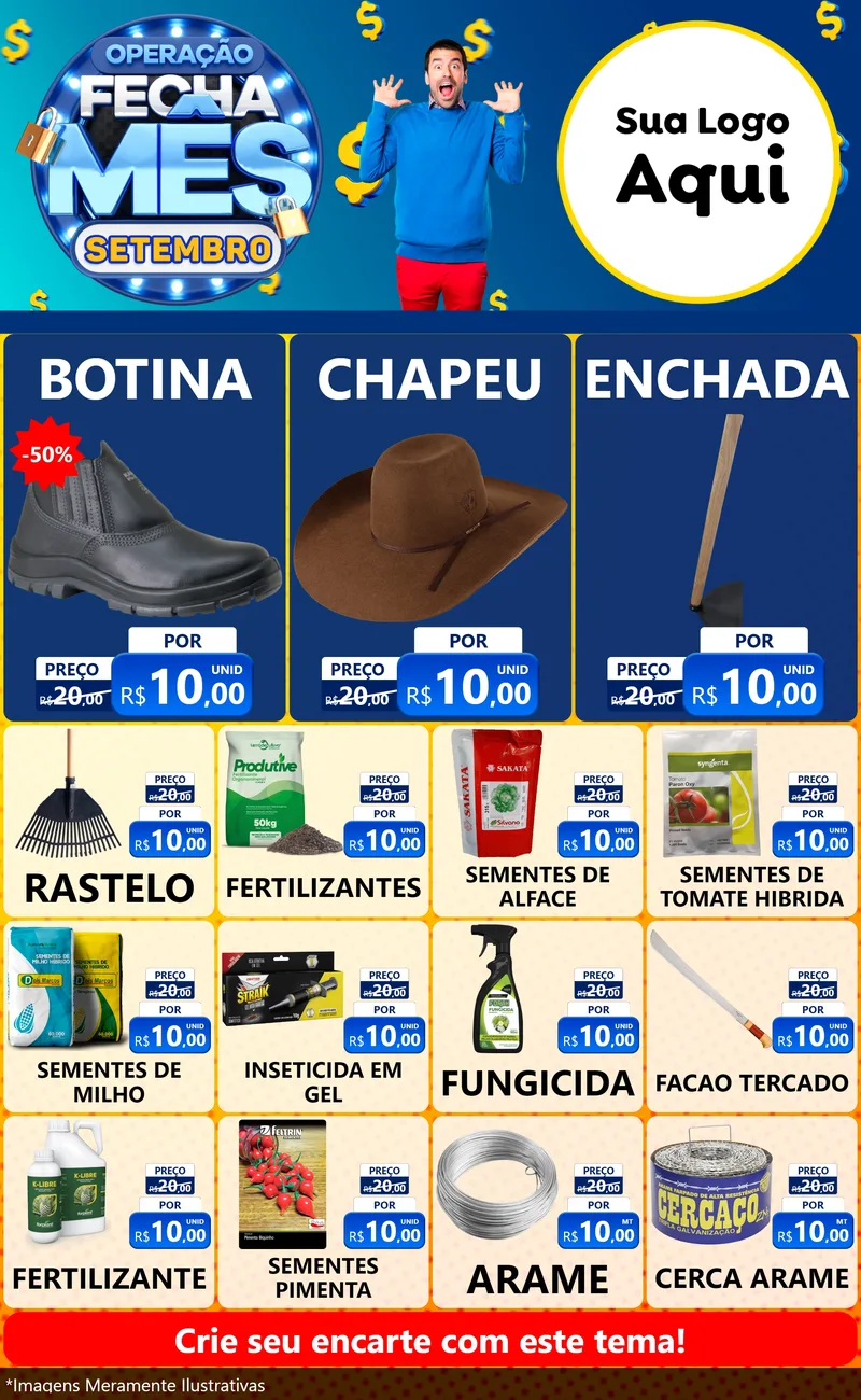 Modelo de Encarte para Encarte Grande com o tema Operação Fecha Mês Setembro para Agropecuária