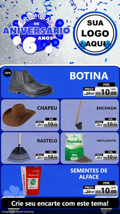 Modelo de TV para TV Vertical com o tema Promoção de Aniversário - 6 Anos para Agropecuária