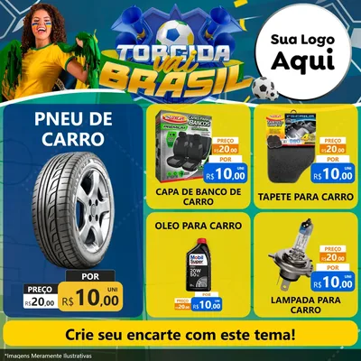 Modelo de Rede Social para Feed Facebook com o tema Torcida Vai Brasil - Copa para Auto peças
