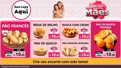 Modelo de TV para TV Horizontal com o tema Super Dia Das Mães para Padaria