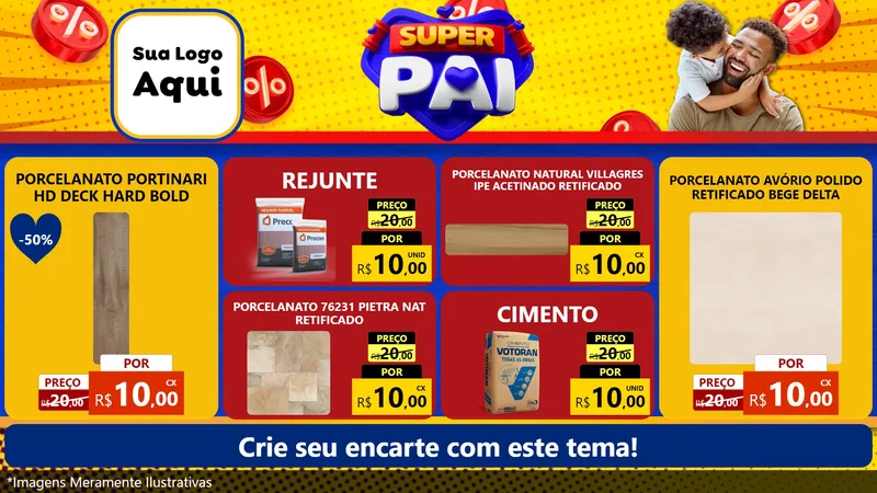 Modelo de TV para TV Horizontal com o tema Super Pai para Pisos e revestimentos